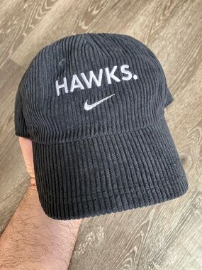 Nike Black Corduroy HAWKS. Embroidered Cap